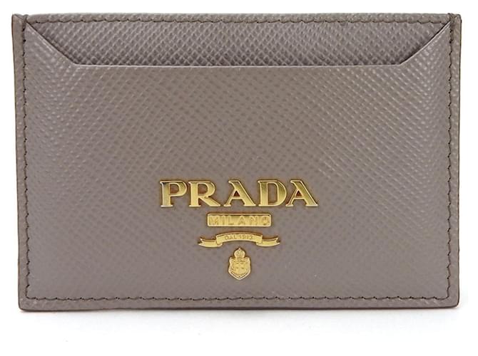 Saffiano Prada Card Holder Beige Leather  ref.1244863