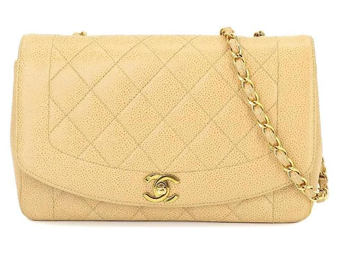 Chanel Diana Bege Couro  ref.1244885