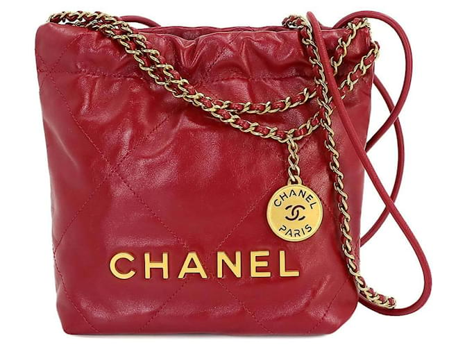 Chanel Chanel 22 Vermelho Couro  ref.1244940