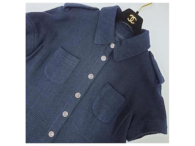 Robe en tweed bleu marine Chanel 2016  ref.1245012