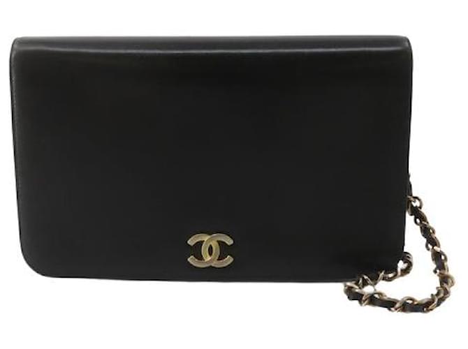 Wallet On Chain Chanel Wallet an der Kette Schwarz Leder  ref.1245098