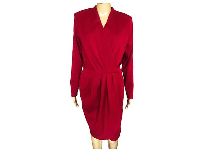 YVES SAINT LAURENT  Dresses T.fr 42 Wool Dark red  ref.1245291