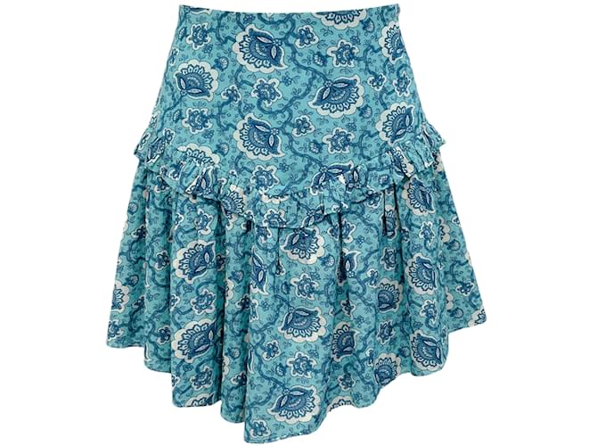 Autre Marque Rhode Aqua Lotus Namik Mini Skirt Blue Cotton  ref.1245305