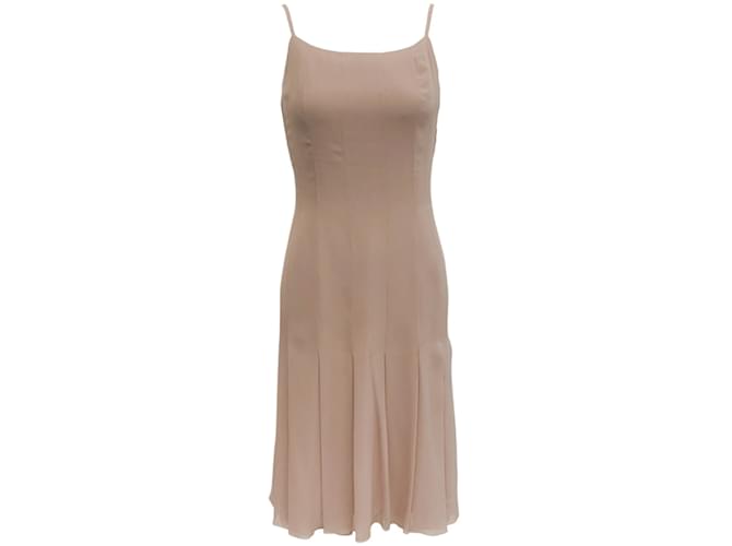 Autre Marque Chanel Nude Silk Pleated Dress Beige  ref.1245315