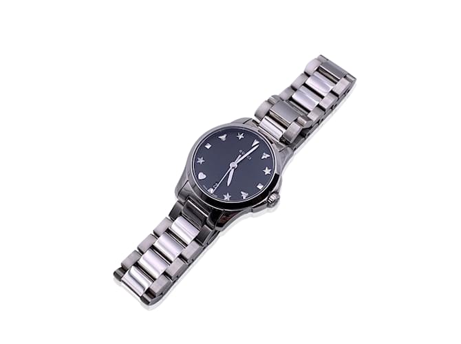 Gucci G-Timeless Slim Stainless Steel 126.5 Black Dial Watch Silvery  ref.1245420