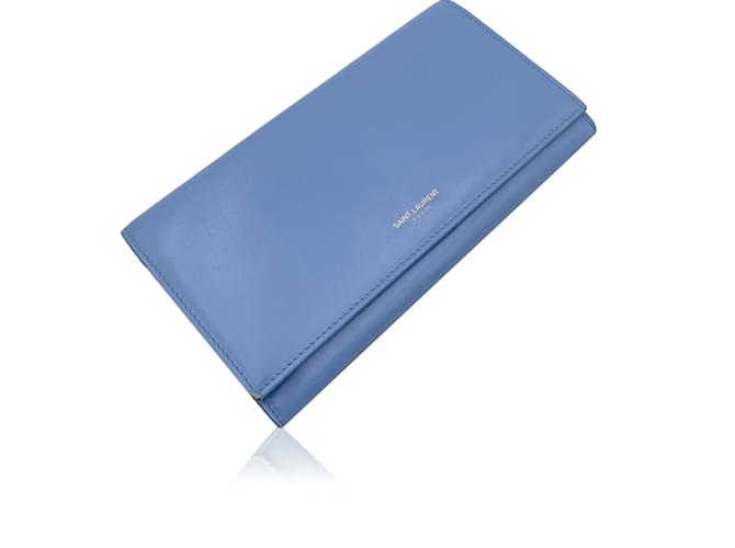 Saint Laurent Light Blue Leather Long Continental Wallet Coin Purse  ref.1245424