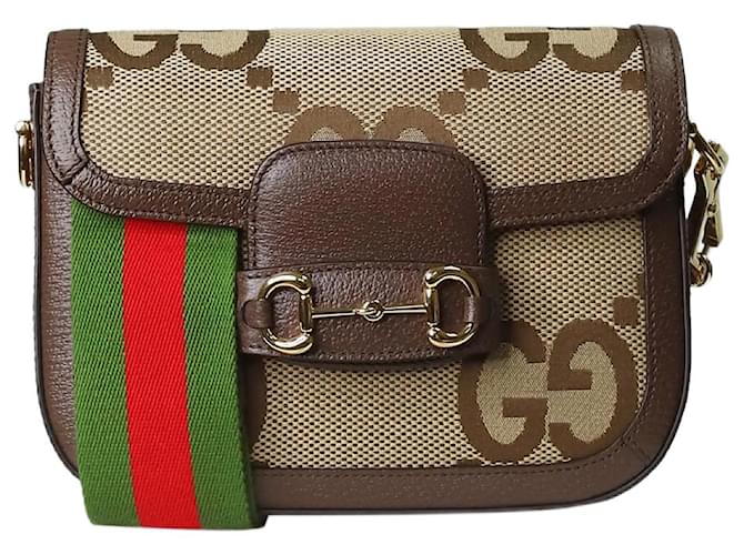 Gucci Brown Monogram Horsebit 1955 Mini bag Leather  ref.1245436
