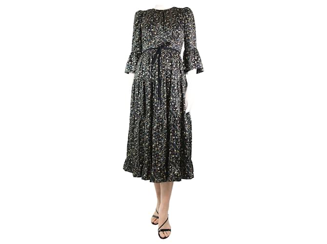 Autre Marque Black floral printed dress - size UK 8 Polyester  ref.1245440