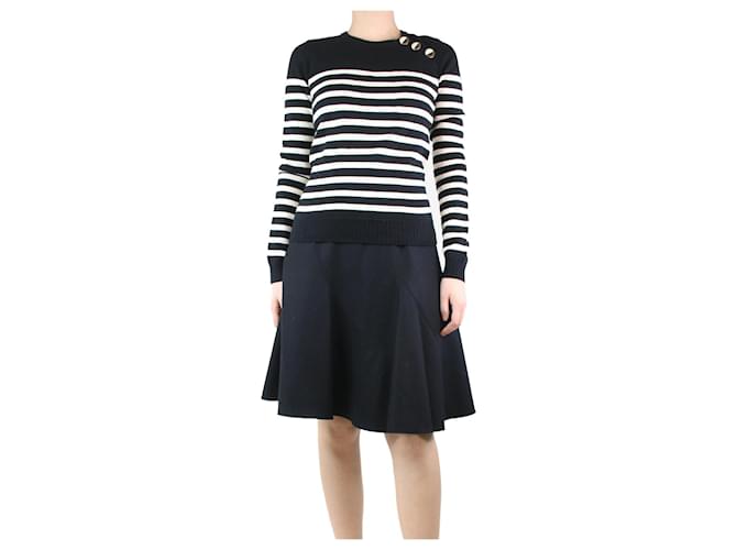 Saint Laurent Black and cream striped jumper - size UK 8  ref.1245443