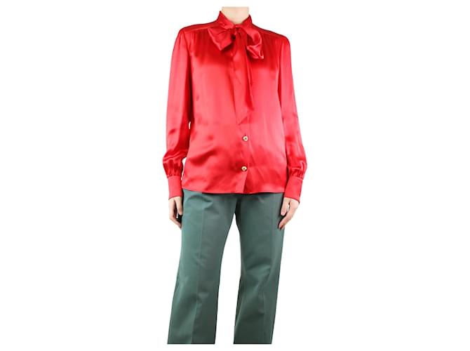 Gucci Blusa de cetim vermelha - tamanho UK 10 Vermelho Seda  ref.1245445