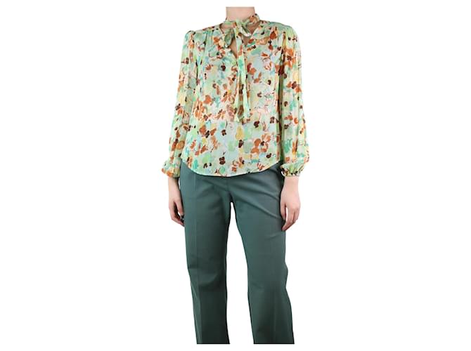 Autre Marque Green floral blouse - size UK 8  ref.1245452
