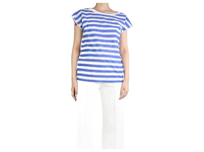 Dolce & Gabbana Blue sleeveless striped top - size UK 8 Cotton  ref.1245455