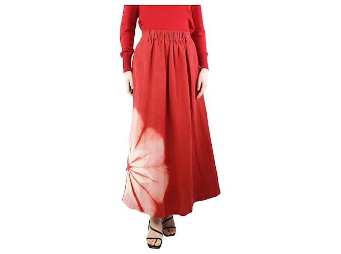 Autre Marque Falda midi plisada tie-dye roja - talla S Lino  ref.1245456