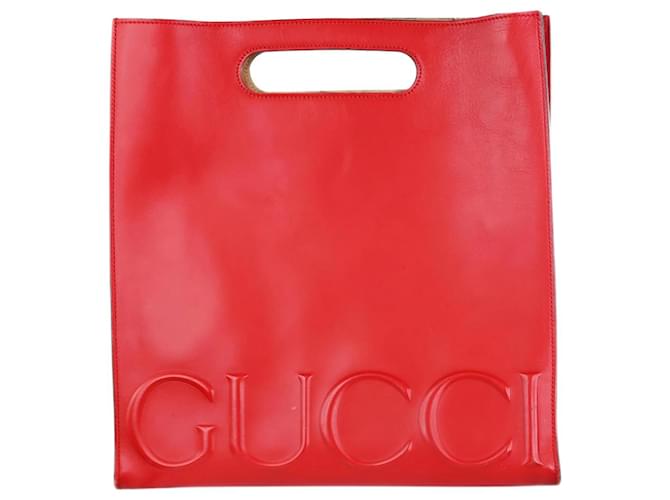 Gucci Rote XL-Linear-Einkaufstasche Leder  ref.1245463