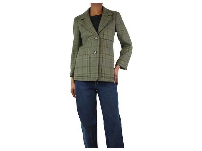Ganni Green checkered blazer - size UK 6