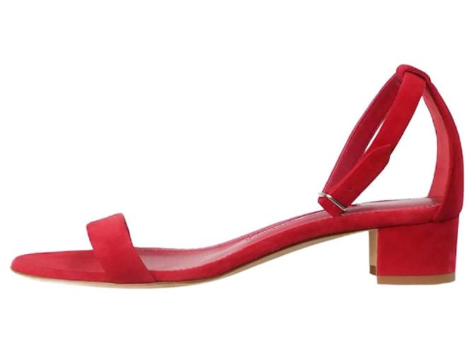Manolo Blahnik Red suede ankle-strap heels - size EU 37  ref.1245473