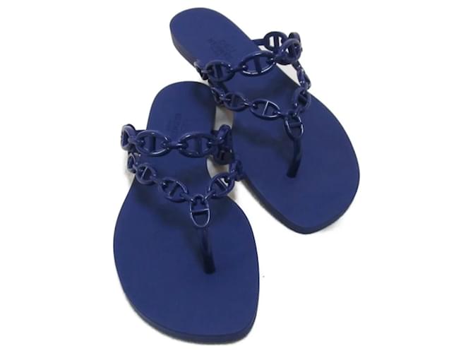 Hermès Sandálias Azul Plástico  ref.1245487