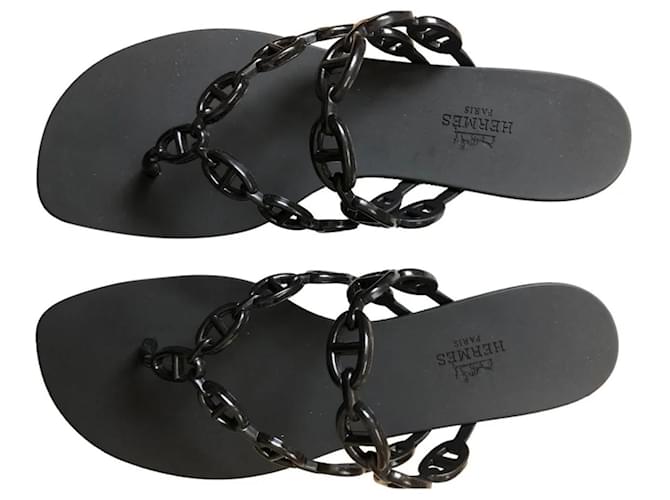 Hermès Sandals Black Rubber  ref.1245488