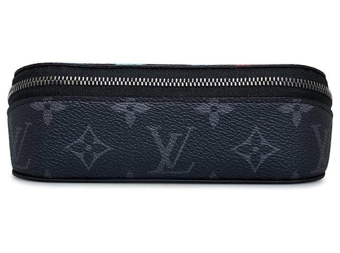 Pochette à lunettes Louis Vuitton noire monogramme Eclipse Graffiti GM Toile  ref.1245522