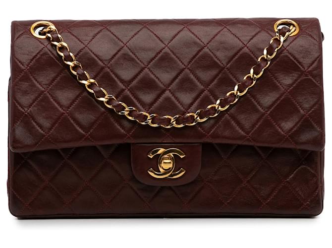 Chanel Red Medium Classic Lambskin Double Flap Leather  ref.1245532