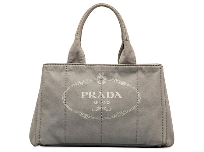 Bolso tote gris con logo Canapa de Prada Lienzo Paño  ref.1245550