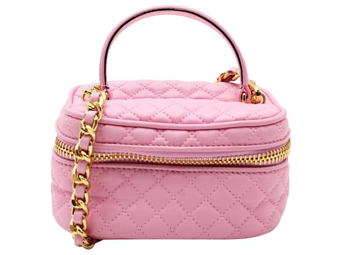 Moschino Rosafarbene Umhängetasche aus gestepptem Leder / Makeup Tasche Pink  ref.1245605