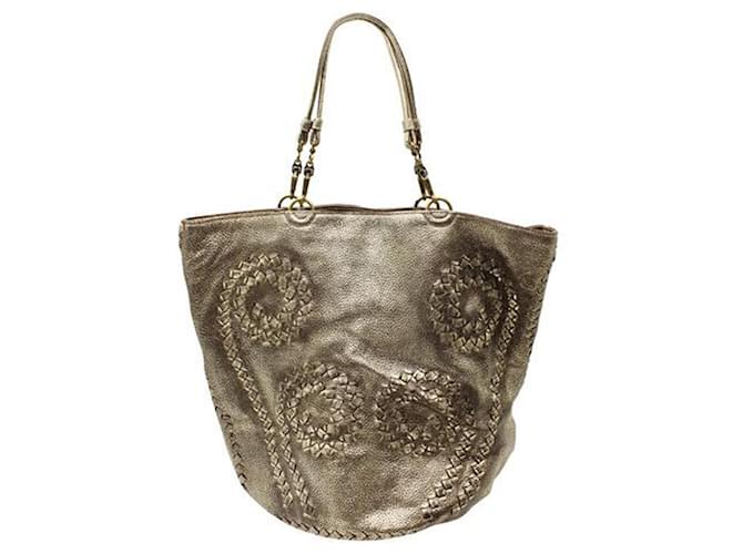 Bottega Veneta Vintage Golden Bucket Bag with Woven Elements Metallic Leather  ref.1245609
