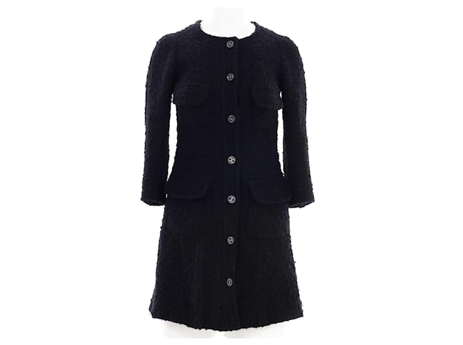 Chanel Botones de chaqueta / abrigo de tweed negro CC  ref.1245632