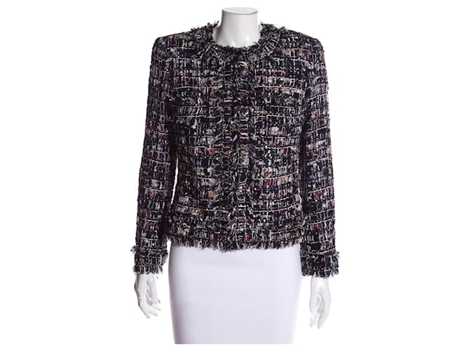 Chanel Giacca in tweed con nastro da 15.000 dollari con bottoni gioiello CC. Multicolore  ref.1245642