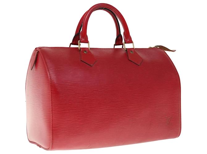 Louis Vuitton Epi Speedy 30 Bolsa de Mão Castelhano Vermelho M43007 Autenticação de LV 65488 Couro  ref.1245673