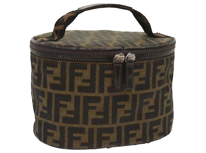 FENDI Zucca Canvas Vanity Cosmetic Pouch Brown Auth ac2711 Cloth  ref.1245695