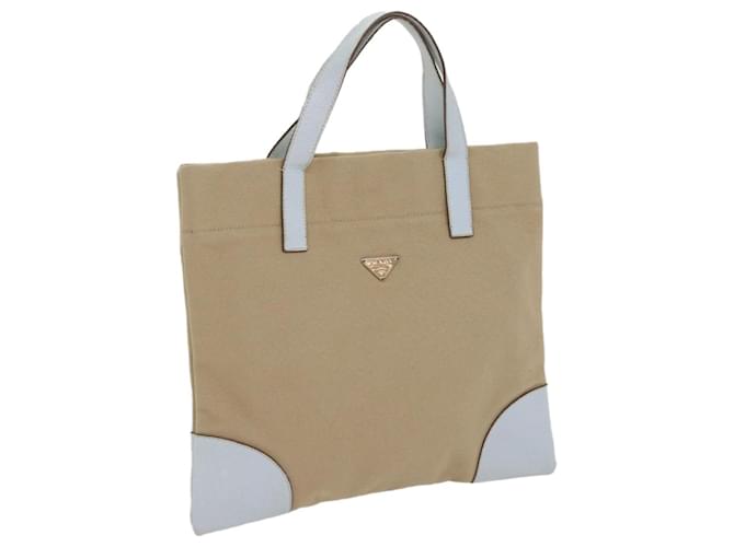 PRADA Hand Bag Canvas Beige Auth am5651 Cloth  ref.1245707