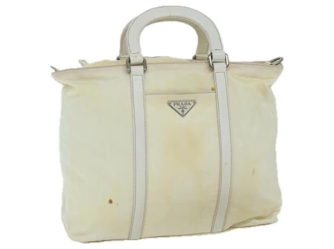Prada Hand Bag Nylon 2way White Auth 65956  ref.1245714