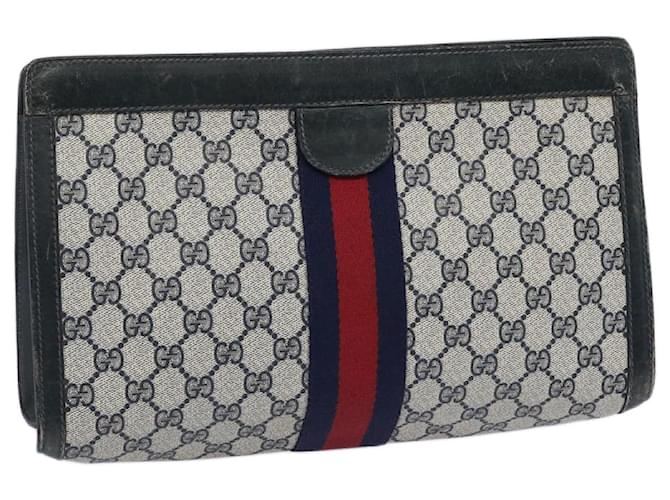 GUCCI GG Supreme Sherry Line Clutch Bag PVC Navy Red 37 014 2125 auth 65745 Navy blue  ref.1245758