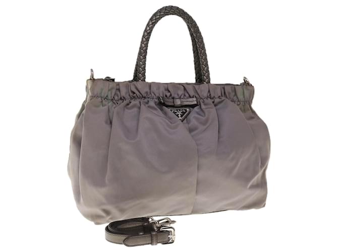 Prada Hand Bag Nylon 2way Gray Auth yk10519 Grey  ref.1245771