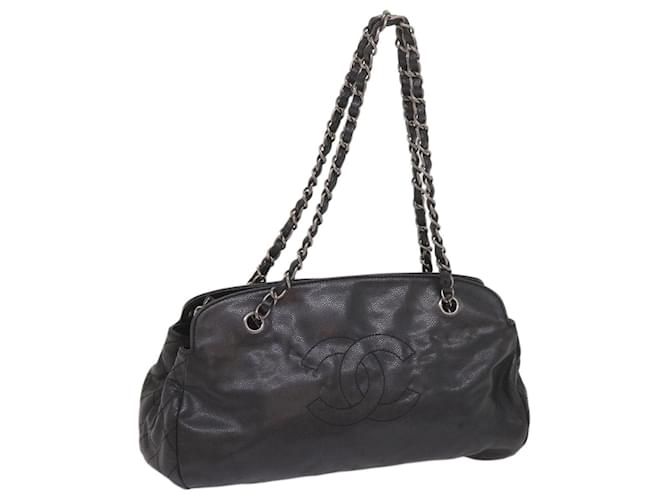 CHANEL Chain Shoulder Bag Caviar Skin Black CC Auth 65255A  ref.1245774