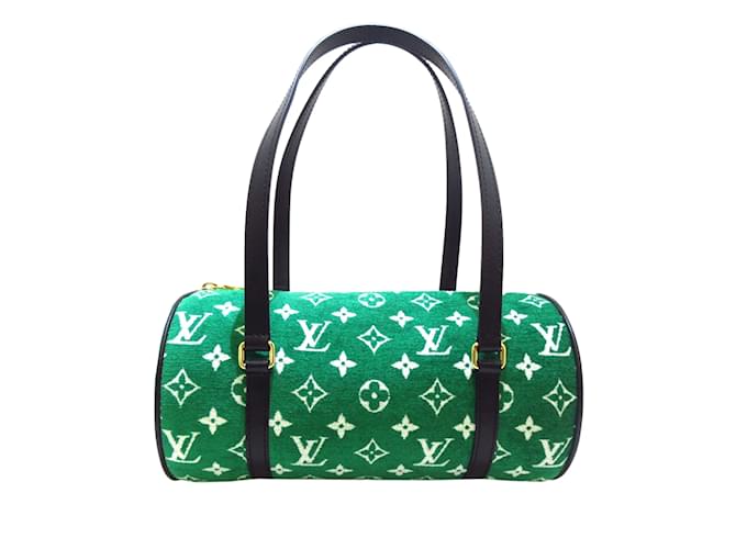 Papillon LOUIS VUITTON Handbags Green Linen  ref.1245827