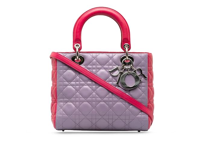 Lady Dior DIOR Handbags Purple Leather  ref.1245878