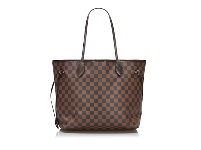 Neverfull LOUIS VUITTON Handbags Brown Linen  ref.1245921