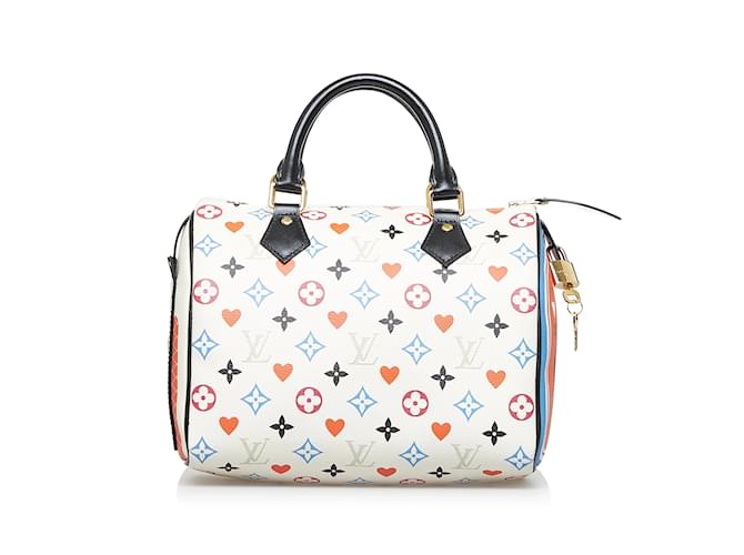 Speedy LOUIS VUITTON Handbags White Cloth  ref.1246022