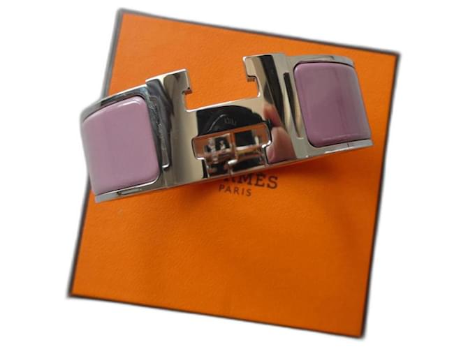 pulseira Hermès clic clac GM nova na caixa Rosa Aço  ref.1246055
