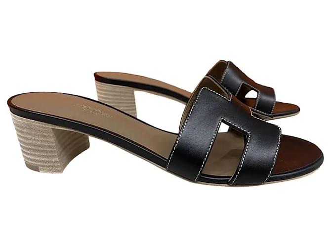 Hermès Hermes Oasis black sandal Leather  ref.1246071
