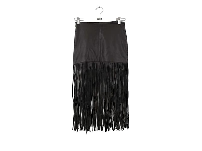 Maje Leather Mini Skirt Black  ref.1246116