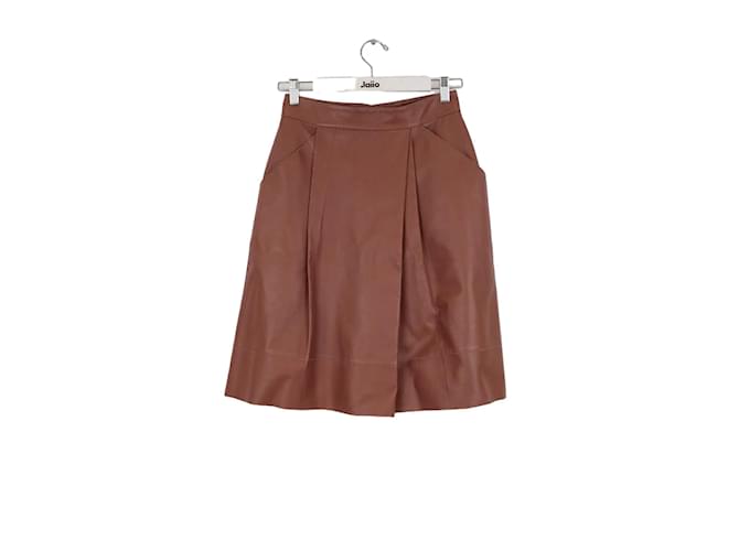 Paule Ka Leather skirt Brown  ref.1246126
