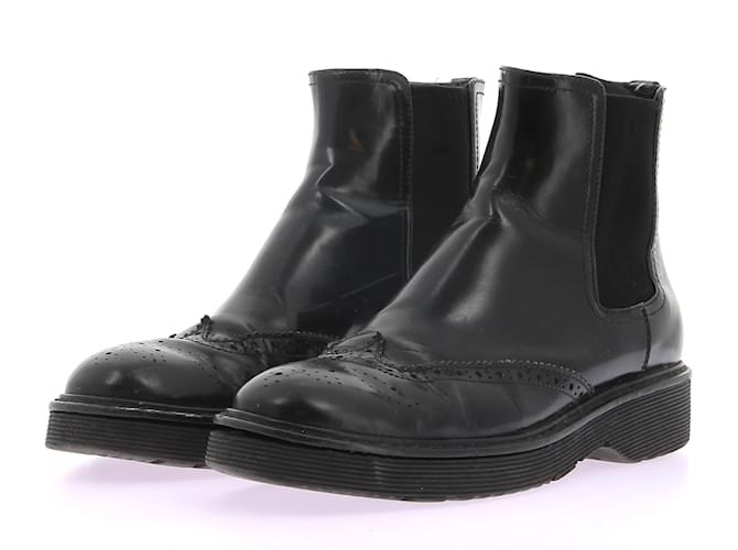PRADA  Ankle boots T.eu 38 leather Black  ref.1246373