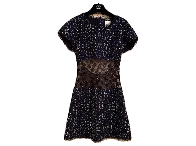 Chanel Saint-Tropez Werbekampagne Tweed-Kleid Marineblau  ref.1246620
