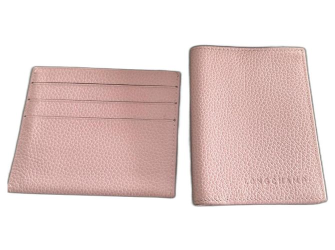 Cartera y tarjetero Longchamp de piel rosa