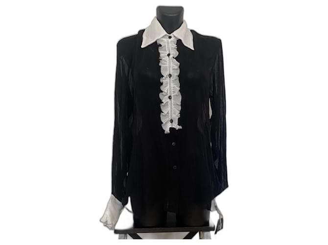ANNA SUI Ruffled Lyocell-georgette blouse Black  ref.1246793