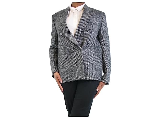 Saint Laurent Blazer en laine à boutonnage doublé gris - taille UK 16  ref.1246995