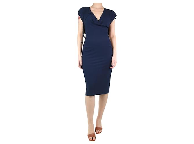 Roland Mouret Dark blue short-sleeved dress - size UK 10 Viscose  ref.1246998